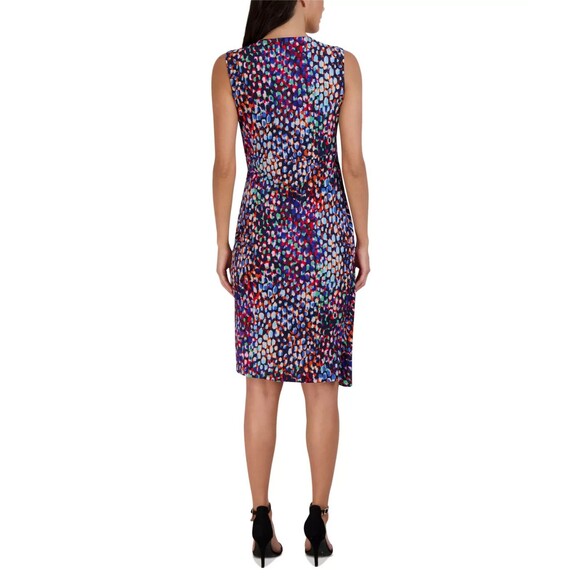 Donna Ricco Women's Twisted Asymmetrical-Hem Waist Knot Printed Dress Multi 8 - Picture 4 of 10